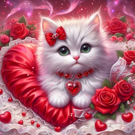 Diamond Painting Kat DIY 5D Fuld Firkantet Rund Bore Mosaik Rose Blomst Broderi Killing Dyr Valentinsdag Gave