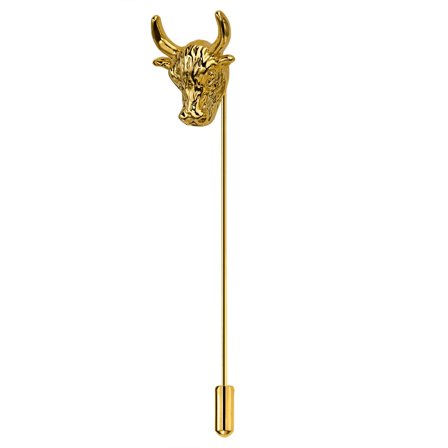 Gold-Tone Bull’s Head Lapel Pin for Men - Animal Lapel Pins