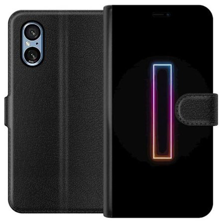 Kompatibelt Lommeboketui til Sony Sony Xperia 5 V Minimalistisk neonbokstav I i regnbuefarger mot mørk bakgrunn