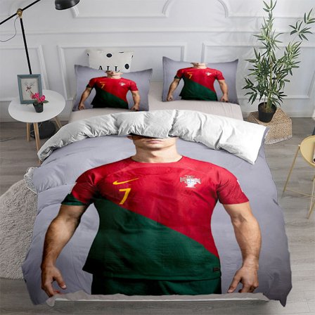 Fodboldstjerne Ronaldo, Messi, Mbappe digitalt printet børnesengetøj, tre-delt sæt