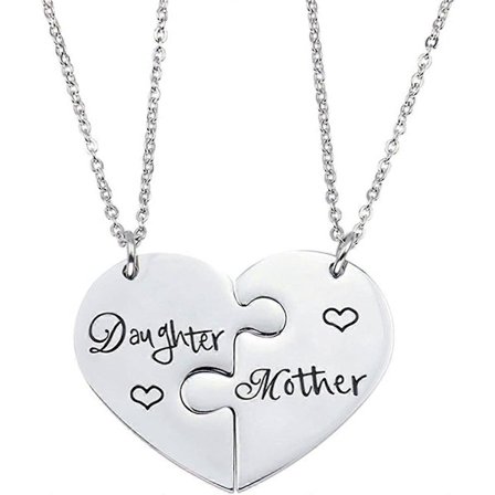 Mamma och dotter halsband i rostfritt stål, matchande hjärta, set för mors dag, jul, alla hjärtans dag, par, mamma och dotter - -