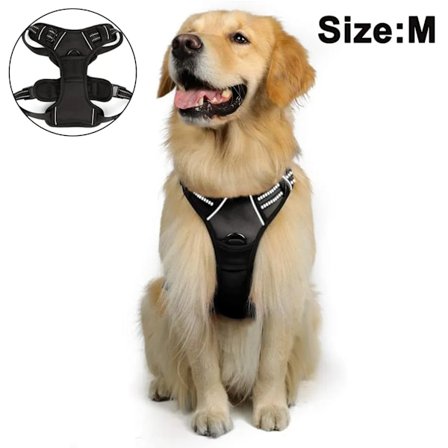 Hundsele för Små Mellanstora Stora Hundar, Justerbar Sele som Förhindrar Drag, Reflexer för Arbete och Träning, Lättkontrollerad Hundsele (M, Svart)