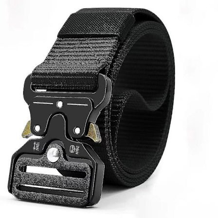Taktisk Herre Bælte Camo Nylon Militær Metal Spænde Justerbar Tung Læderbælter Til Mænd Sort