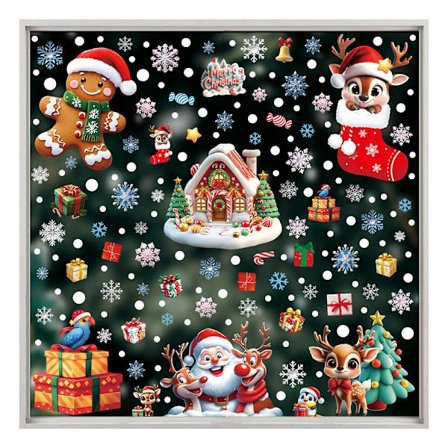 Julevinduesklistermærker - 6 Designs, Statisk Klæbende Mærkater til Juledekorationer, Festlig Vinduesudsmykning