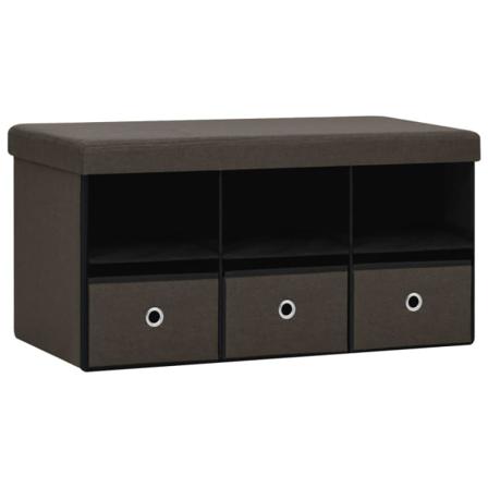 Vidaxl Hopfällbar Förvaringsbänk Mörkbrun 76x38x38 Cm Konstlinne Brun