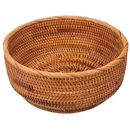 Rund naturlig rotting fruktkorg korgbord serveringsbricka vävning matförvaring (stor, 1 st)
