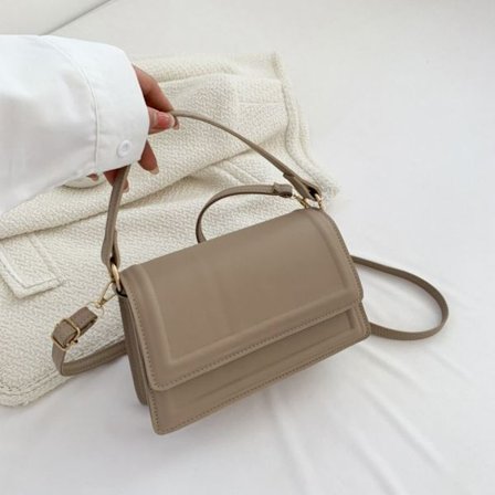 PU Flap Handväska Travel Crossbody Bag KHAKI