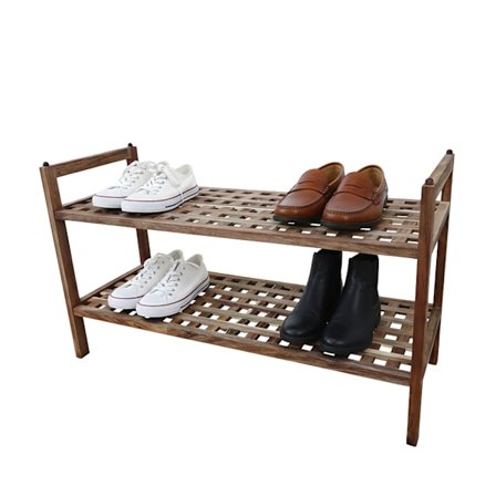 Acacia-kenkäteline, 2 hyllyä, pinottava säilytystila