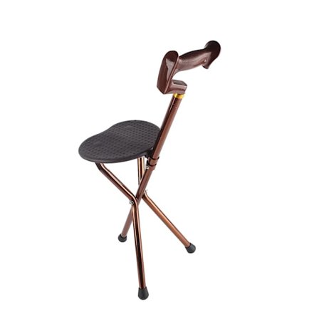 Metallisk bärbar hopfällbar promenadkäpp stol säte pall resestol