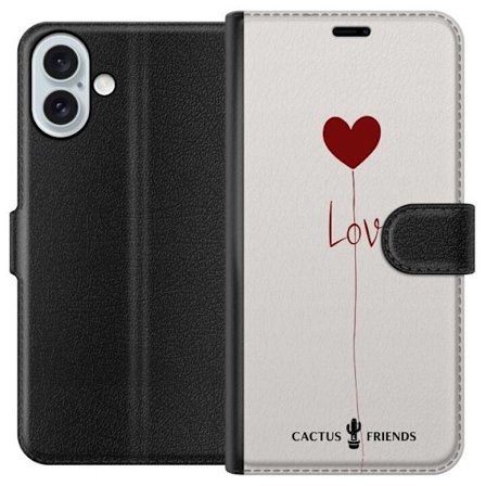 Yhteensopiva Lompakkokotelo Apple Apple iPhone 16 Plus Cactus and Friends - Love Balloon Minimal