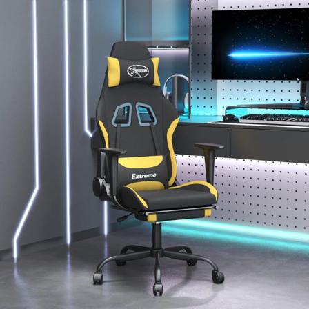 Vidaxl Gamingstol Med Fotstöd Svart Och Gul Tyg Svart
