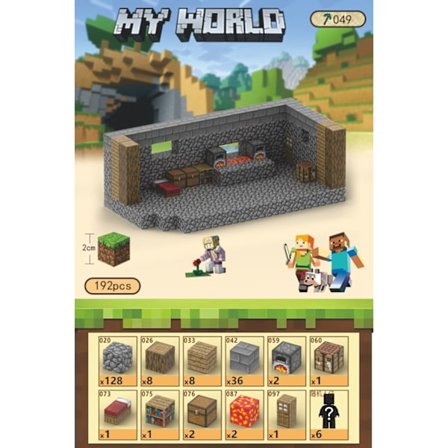 Minecraft byggeklosser, inkludert 192 seks-sidige magnetiske leker med 6 figurer, Smedjan[SL]