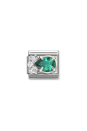 Classic cz & 925 Sterling Silver Green Drop