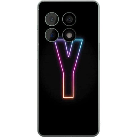 Kompatibel Mobilcover til OnePlus OnePlus 10 Pro Minimalistisk neonbogstav Y i farveskiftende lys mod sort baggrund