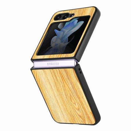 Trätextur Skal för Samsung Galaxy Z Flip5 5G Yellow