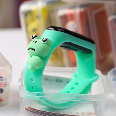 LED Barne Tegneserie Sportsklokke LED Vanntett Berøring Student Elektronisk Klokke med Figur DekorasjonGrønn med Frosk