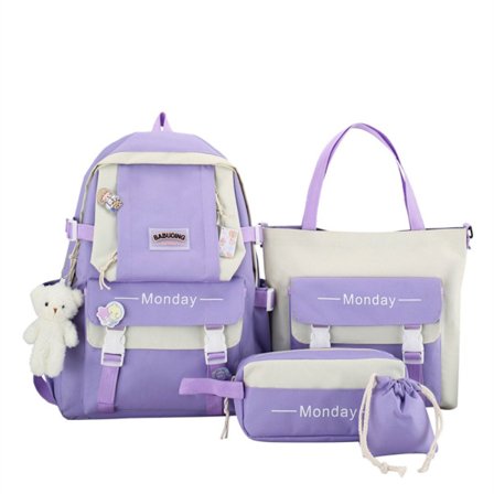 4 stk. Sæt Studenter Rygsæk Skoletaske LILLA