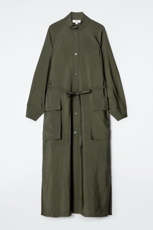 COS Women's Utility Belted Shirt Dress in Green