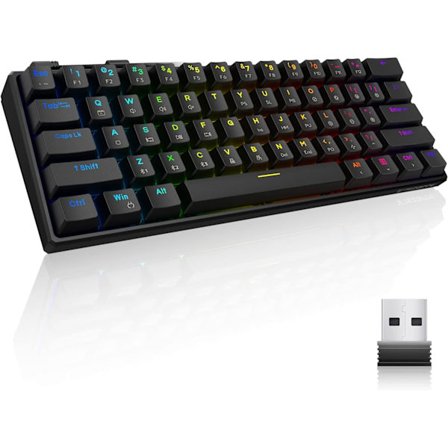 TK61Pro Bluetooth/2.4G/USB 60% Mekanisk Gaming Tastatur RGB Hotswappable PBT Keycaps Trådløst/Kablet Tastatur til Windows PC Gamer (Gateron Optical 