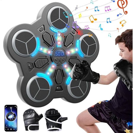 Kraftig Boksesæk med Bluetooth Musikafspiller Vægmontering Boksehandsker Inkluderet Træningsudstyr til Voksne og Børn Sort