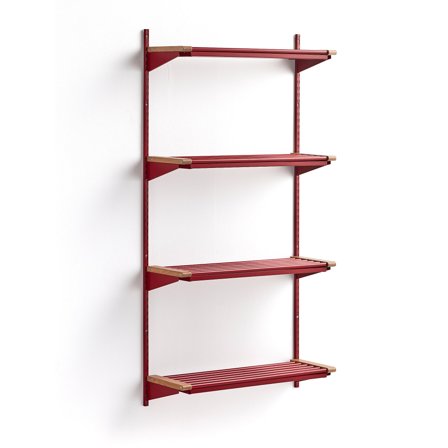Wandgarderobenschrank JEPPE mit 4 Schuhböden, Grundelement, 1790x900x310 mm, rot/eiche