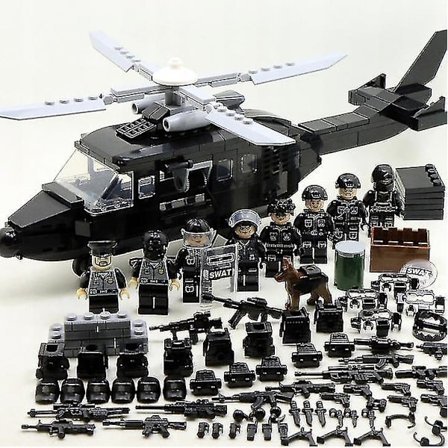 Laadukkaat High Bricks -sarja Erikoisjoukot Swat Helikopteri Armeijan Rakennuspalikat Lelusarja Lapsille Lahja