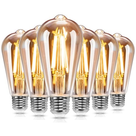 ST64 LED-lamput - Edison Vintage E27 8W - Lämmin valo 2200K - Ei himmennettävä, 6 kpl
