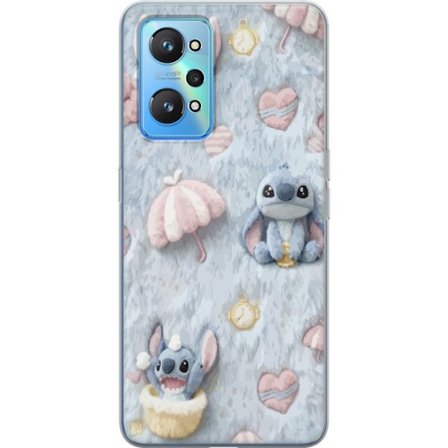 Kompatibel Mobilcover til Realme GT Neo2 Stitch mønster med hjerter, paraplyer og pastelfarvet blød baggrund