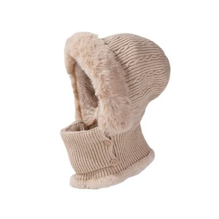 Strikket lue Multifunksjonell lue og skjerf i ett stykke for utendørs vind