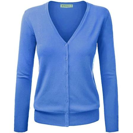 Enkel vår-knappeluegenser for damer, Z-blå B, 36