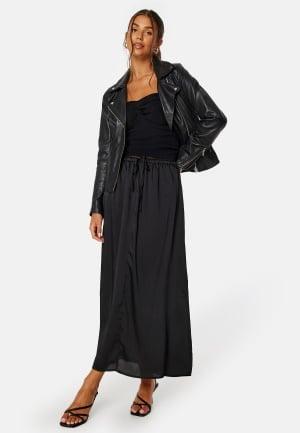ONLY Suzette Ankel Long Satin Skirt M Black Vaatteet Dam