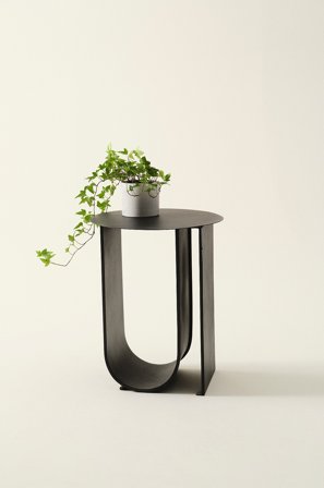 Jotex - Sidebord, Diameter 40,5 Cm Svart marmor izmir/røykfarget mattsvart - LOSTALLO - Kjøp Sidebord & småbord hos Jotex