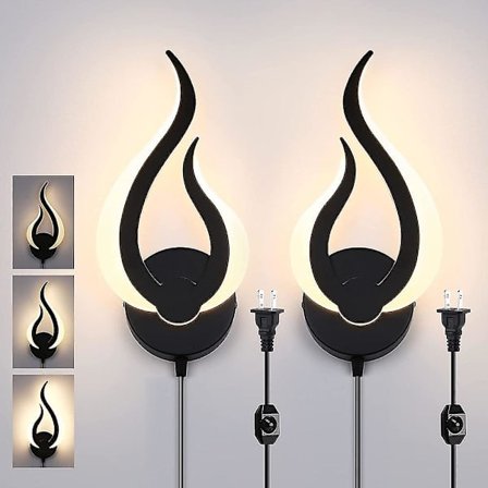 Vegglampe med plugg, 1 stk eller 2 stk, dimmbar LED, 10W, moderne innendørs