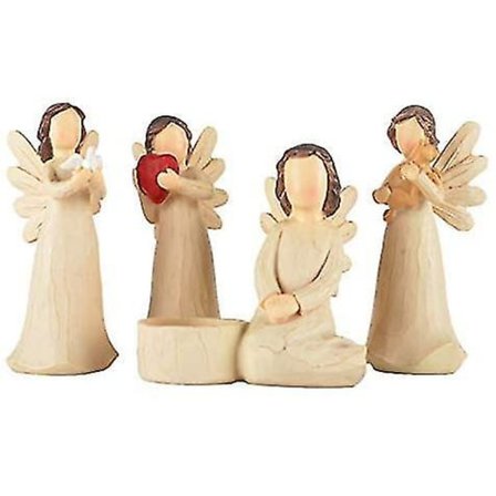 4-pack ängel bordsdekoration ljusstake i harts