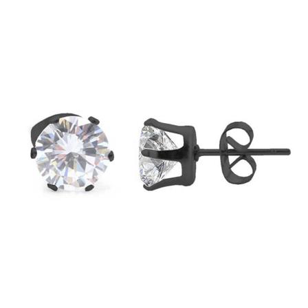 2-pack Svart Kristall Piercing Örhänge Piercingsmycke - 8mm Svart