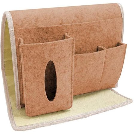 Brun-Senglomme, Sengelomme, Sofa Hængetaske, Sengeopbevaringsarrangør til Telefon, Fjernbetjening, Dagbog, Pen, Magasin, Briller