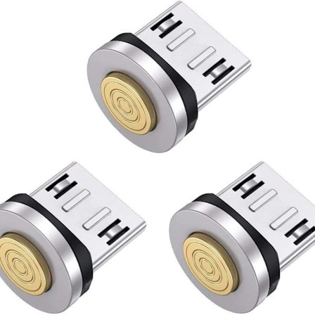 540 graders magnetisk laddningskabel nylonflätad 3-pack tips för Micro USB