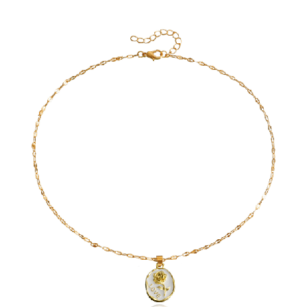 Enkel geometrisk rund LOVE rose vedhæng halskæde til kvinder