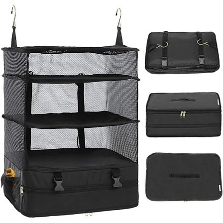 Bærbare Hængende Rejseskabe Pakkecuber til Kufferter Organizer Bagageorganisatorer til Kufferter, Carry on Closet S