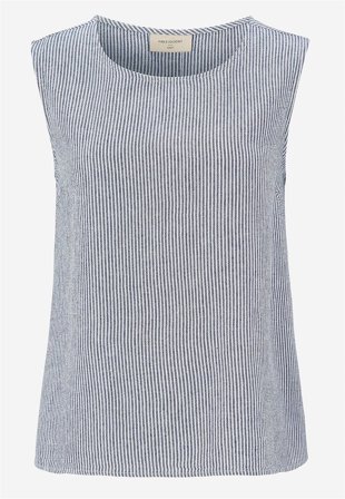 Freequent - Top med garnfarvede striber i blå / stribet til damer i størrelse S (38) - Cellbes