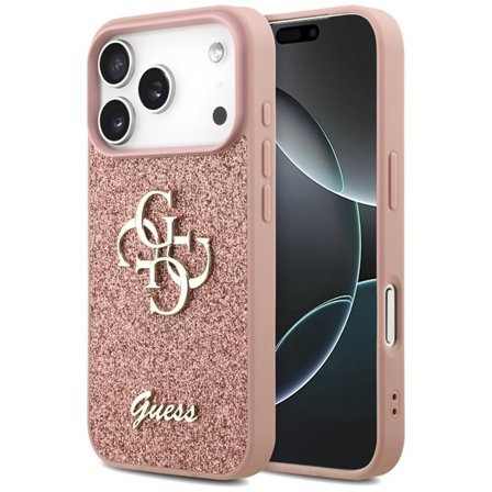 Guess Fast Glitter Big 4G-fodral för iPhone 17 Pro - Rosa