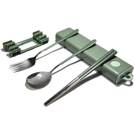 Premium rejsesæt med bestik, bærbart udendørssæt i rustfrit stål med etui, genanvendeligt spisepindesæt