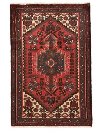 Oosters Hamadan Vloerkleed 78X118 Zwart/Donkerrood Wol, Perzië/Iran