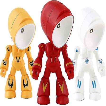 3 stk Mini Led Mecha Nattlampe Søt Liten Helt Figur Lampe Sammenleggbare Roboter Liten Bordlampe Gave Til Bursdag