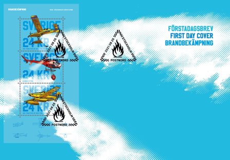 Sverige - Brandbekæmpelse fra luften - Førstedagskuvert med miniark