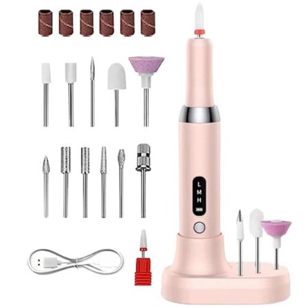 Multifunksjonell elektrisk neglefil med 12 slipehoder, oppladbar 15000 RPM, justerbar hastighet