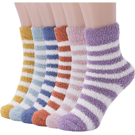 6 Par Varme Bløde Sokker til Kvinder, Sovesokker til Kvinder, Bløde Mikrofiber Tykke Bløde Sokker Dame Størrelse 36-40 til Vinter