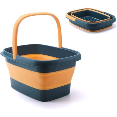 Hopfällbart fotbad med massage, hopfällbar pedikyrbalja, stor porta