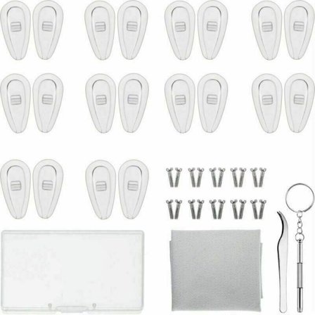 Briller Reparationssæt 10 Par SiliCone Indvendige Rør Puder med Skrue Tang og Rengøringsklud (13mm)-