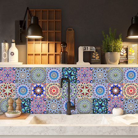 20 ark (15 x 15 cm) Mandala Väggdekaler - PVC - Vattentät (stil 6)